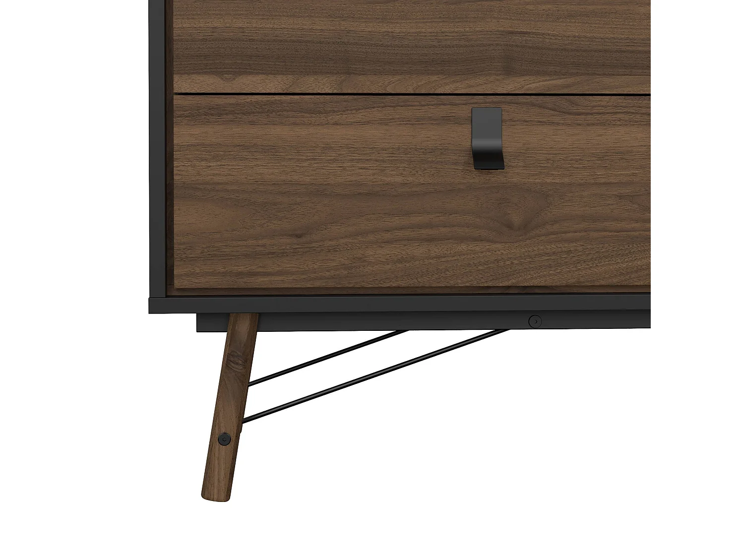 Aparador Dsalvett, Bufé de salón, Aparador de salón, Despensa de cocina, 150x40 h95 cm, Negro y Nogal