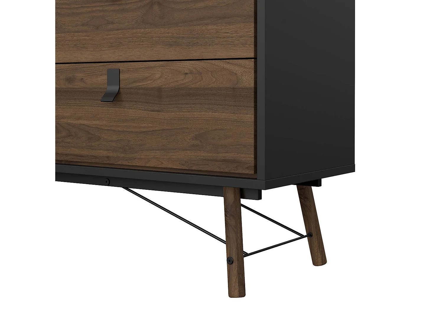 Buffet Dsalvett, Buffet du salon, Commode de salon, Garde-manger de cuisine, 150x40 h95 cm, Noir et Noyer