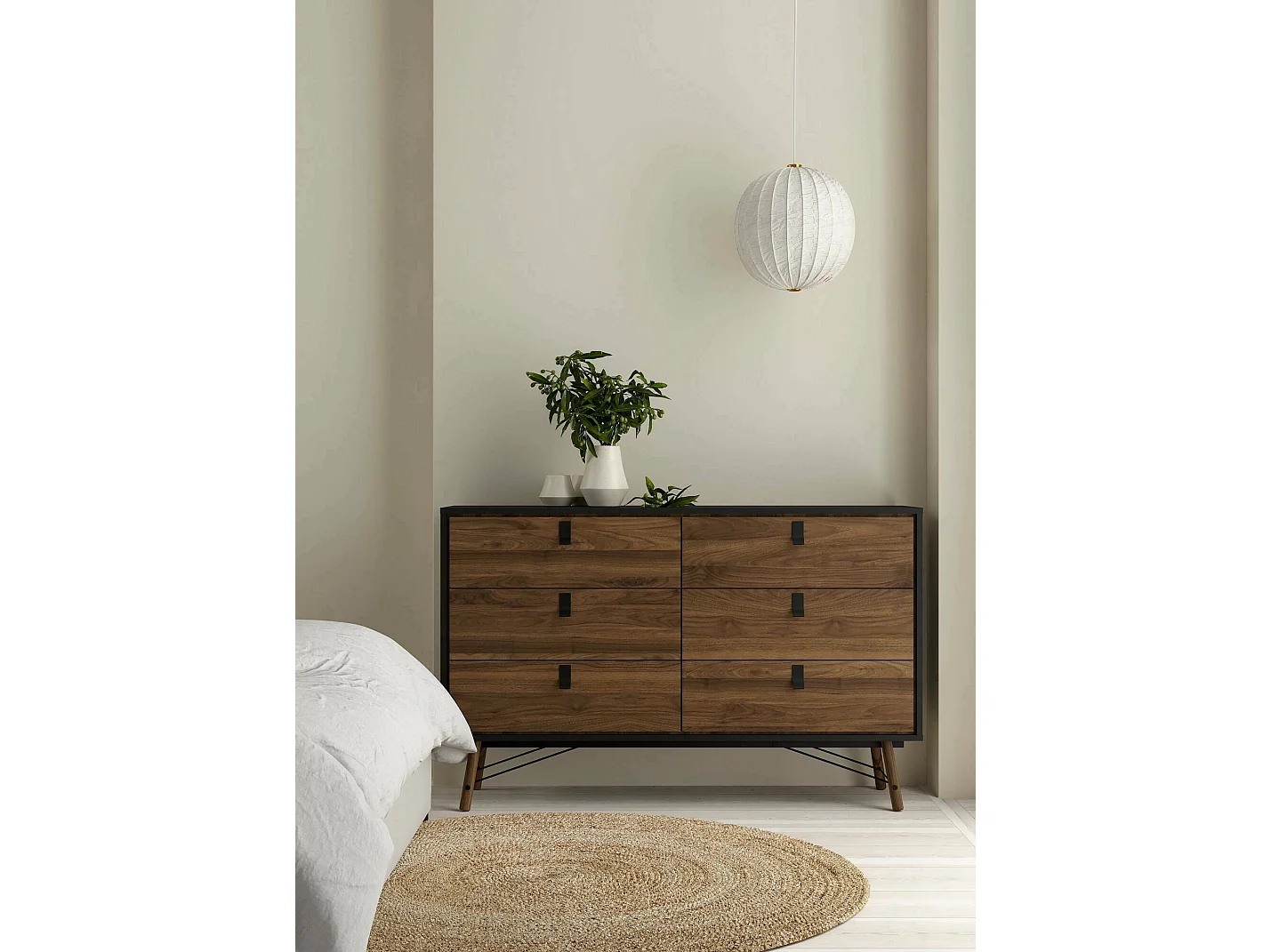 Aparador Dsalvett, Buffet de sala, Aparador de sala, Despensa de cozinha, 150x40 h95 cm, Preto e Nogueira