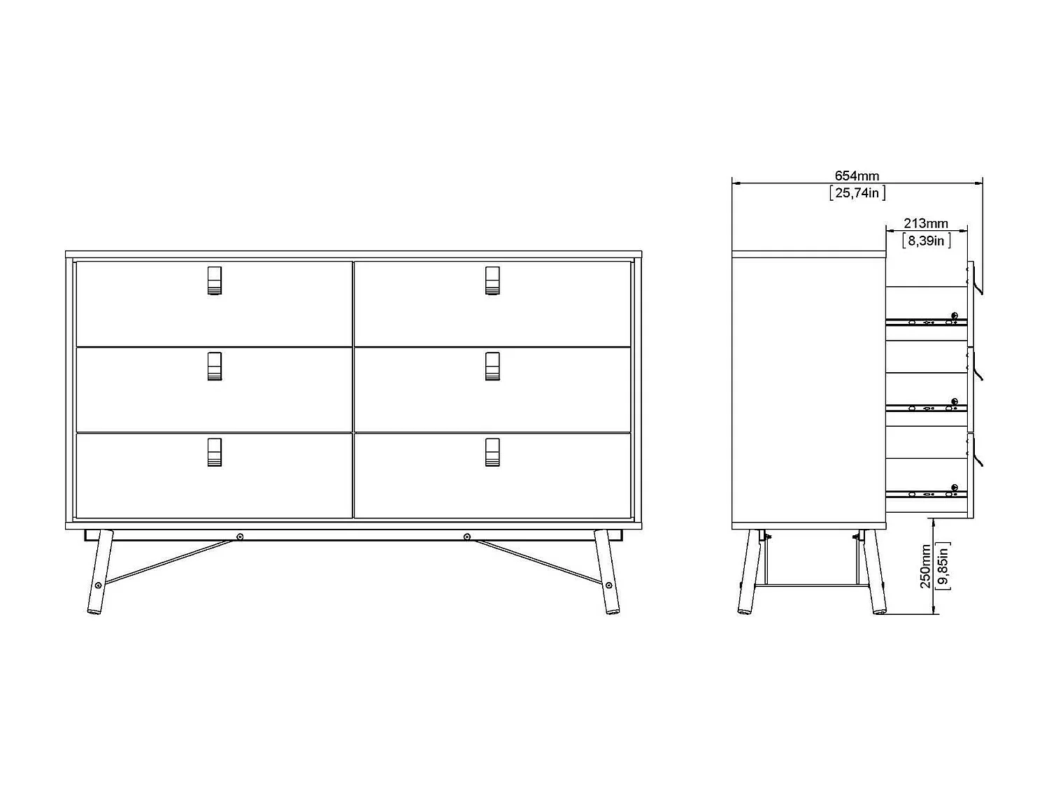 Aparador Dsalvett, Buffet de sala, Aparador de sala, Despensa de cozinha, 150x40 h95 cm, Preto e Nogueira