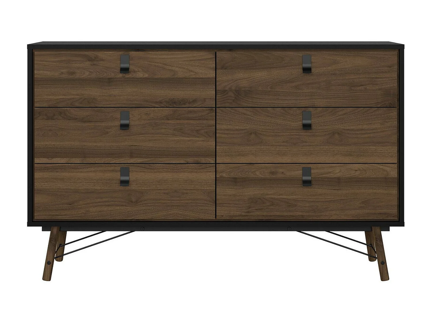 Aparador Dsalvett, Buffet de sala, Aparador de sala, Despensa de cozinha, 150x40 h95 cm, Preto e Nogueira
