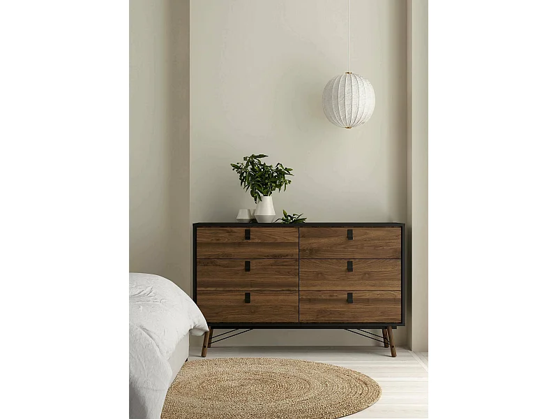 Aparador Dsalvett, Buffet de sala, Aparador de sala, Despensa de cozinha, 150x40 h95 cm, Preto e Nogueira