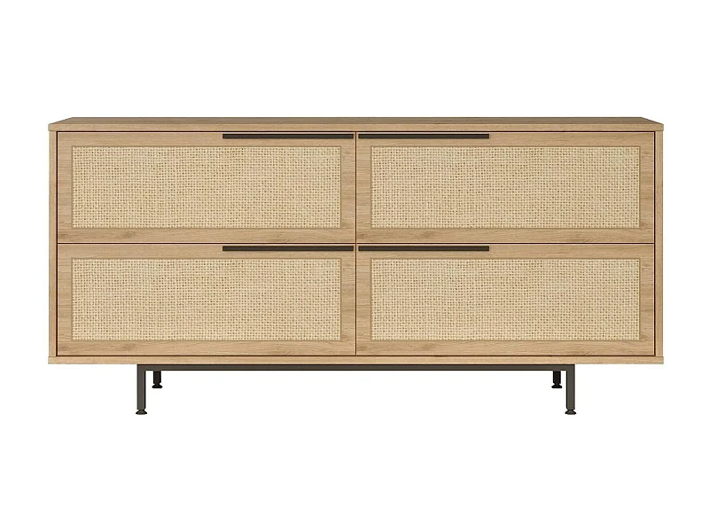 Buffet Dammoniac, Buffet du salon, Commode de salon, Garde-manger de cuisine, 160x45 h74 cm, Noyer et Chêne