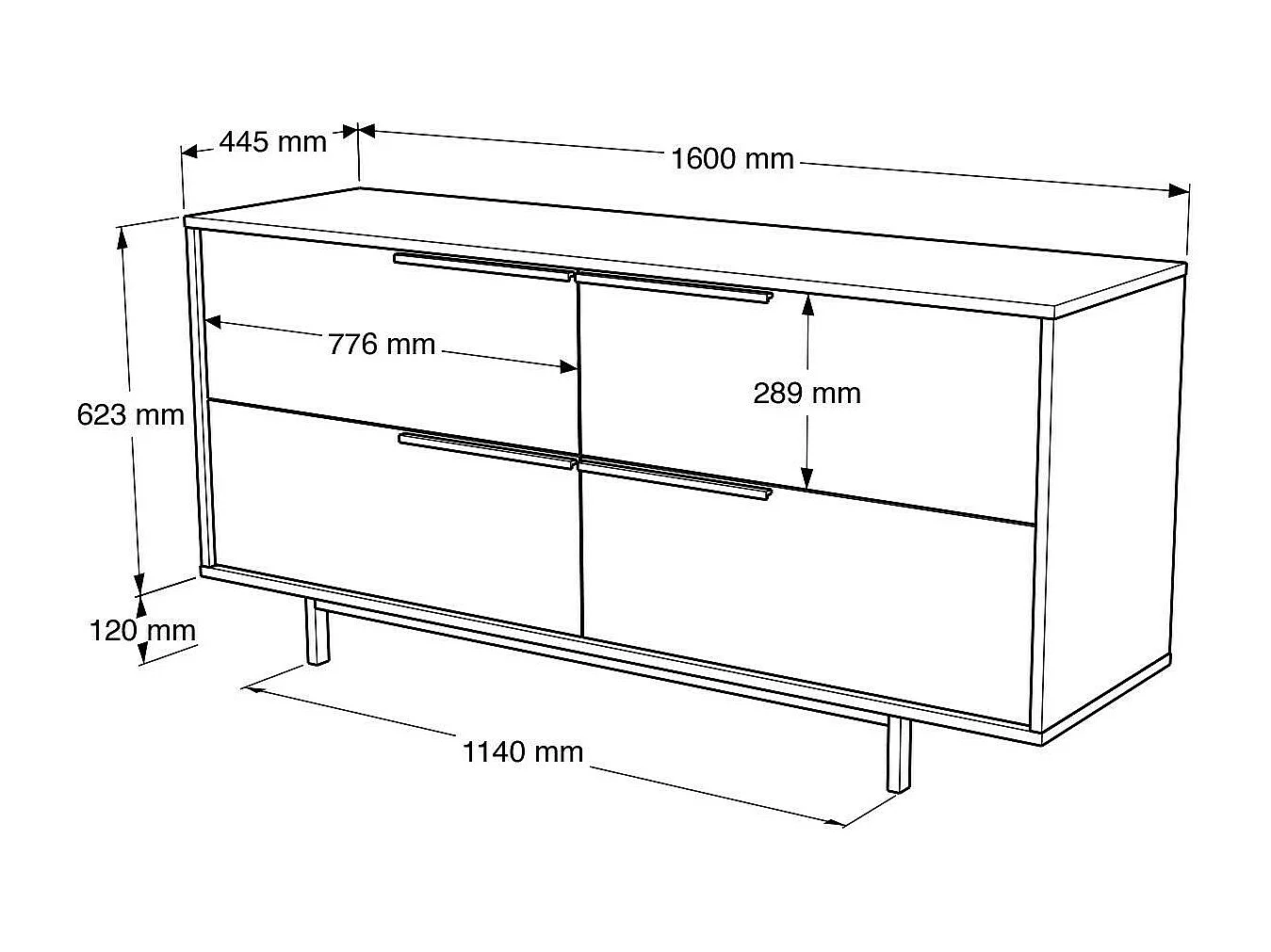 Buffet Dammoniac, Buffet du salon, Commode de salon, Garde-manger de cuisine, 160x45 h74 cm, Noyer et Chêne