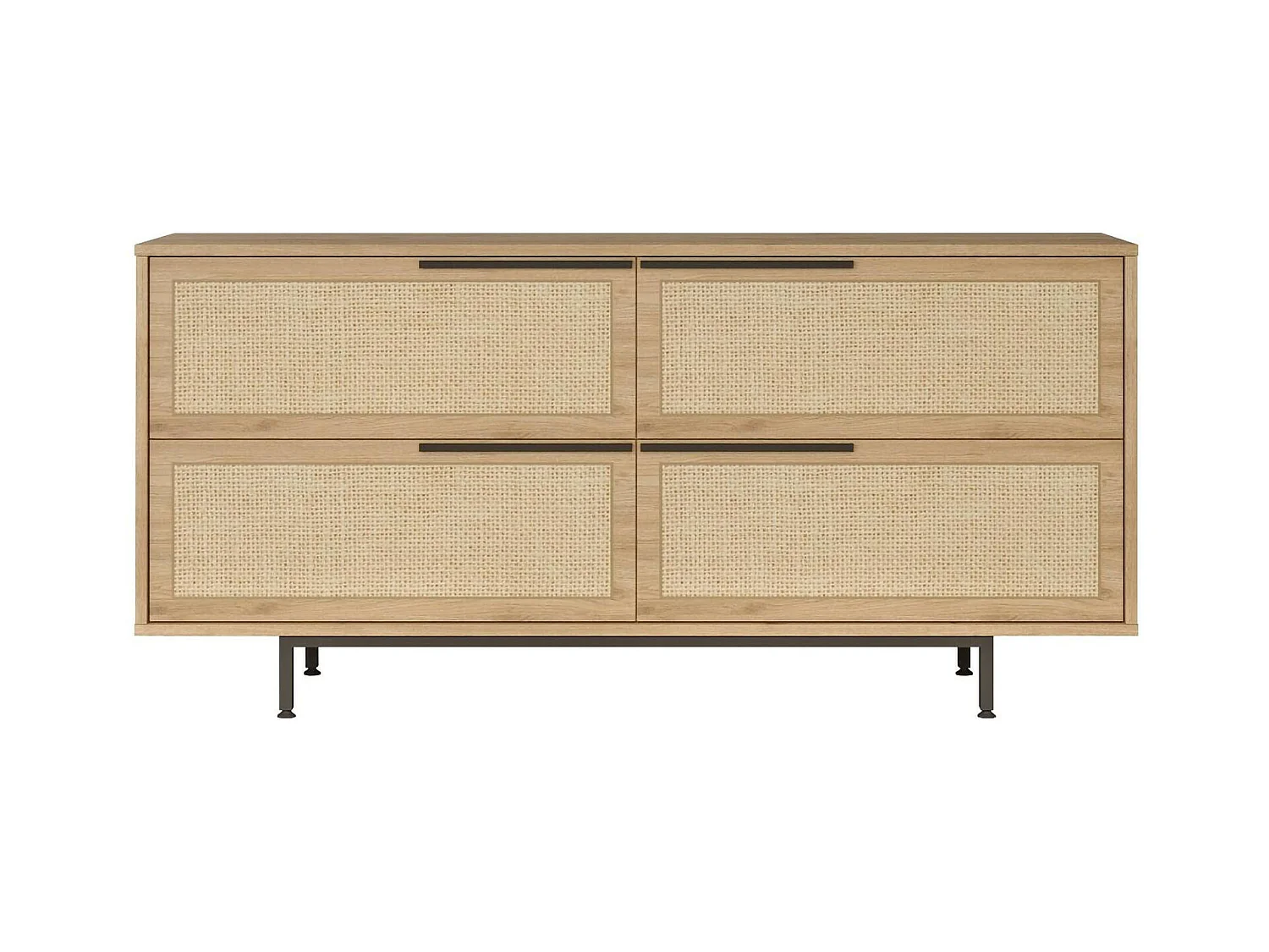 Dammoniac dressoir, Woonkamerbuffet, Woonkamerdressoir, Keukenkast, 160x45 h74 cm, Walnoot en Eiken