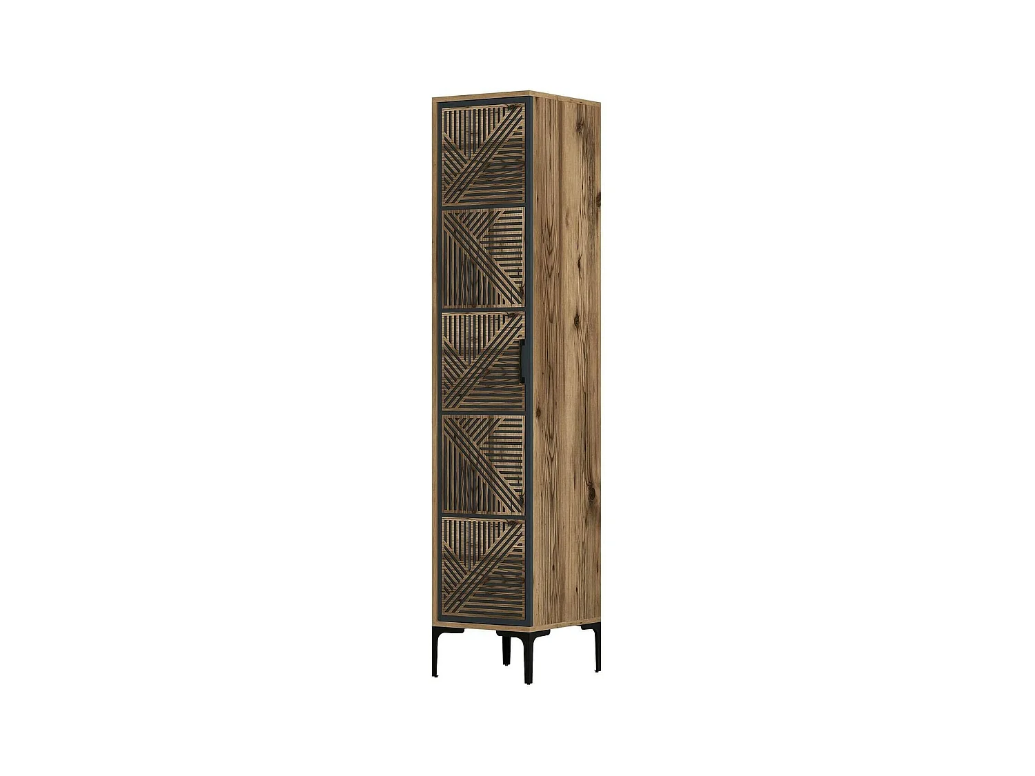 Armoire polyvalente 1 porte Dnuytinc, Meubles multifonctionnels, Casier à chaussures, Support à chaussures pour armoire, 48x40h201 cm, Noyer et Anthracite