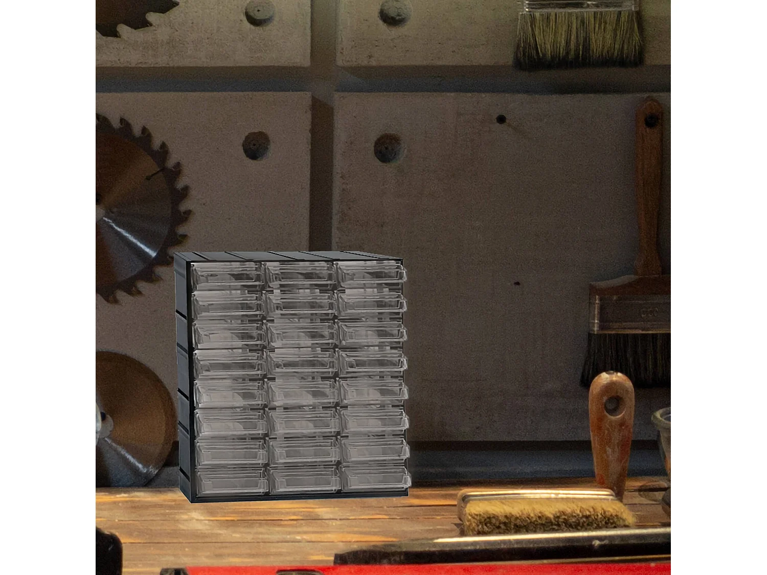 Dbertolin 2 Türen Mehrzweckschrank, Kleinteileschrank, Schrank für Werkzeugbehälter, 100 % Made in Italy, 19x15h23 cm, Anthrazit, 24 Schubladen