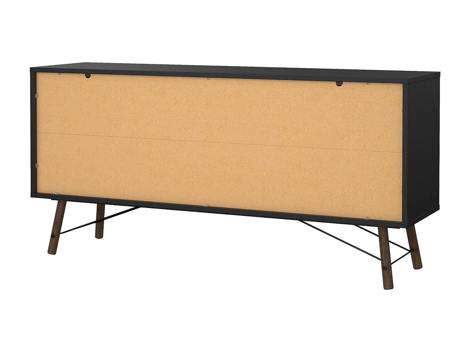 Buffet Dsavold, Buffet du salon, Commode de salon, Garde-manger de cuisine, 150x40 h72 cm, Noir et Noyer