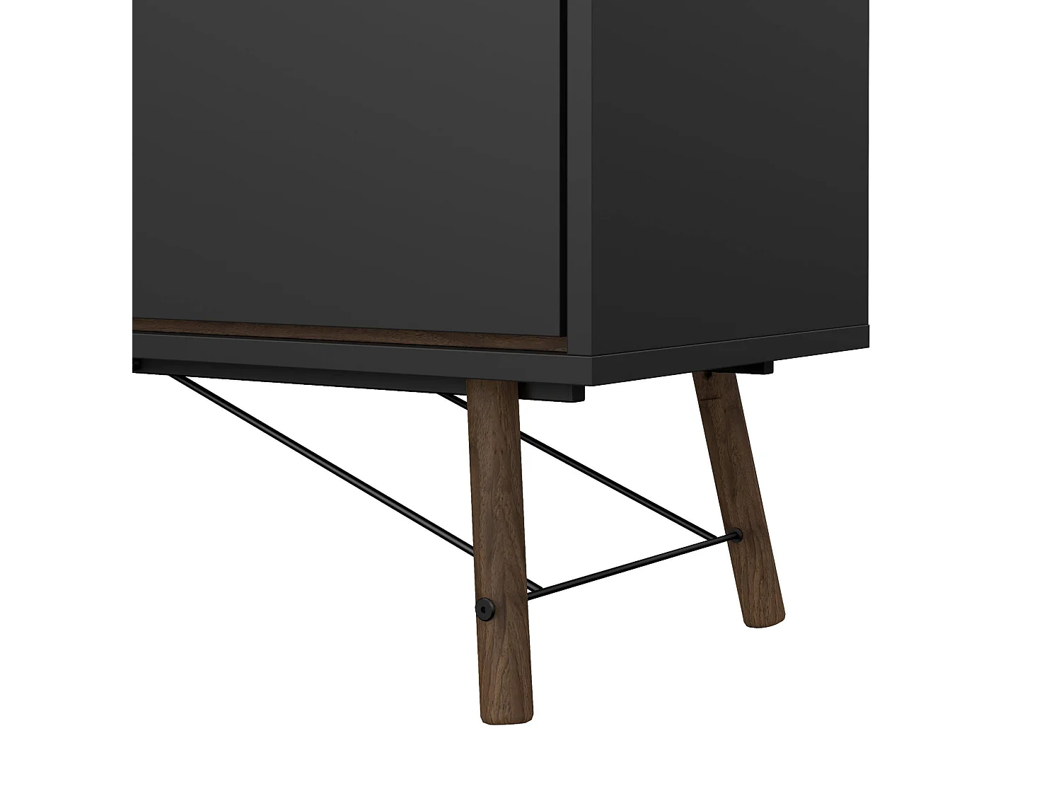 Buffet Dsavold, Buffet du salon, Commode de salon, Garde-manger de cuisine, 150x40 h72 cm, Noir et Noyer