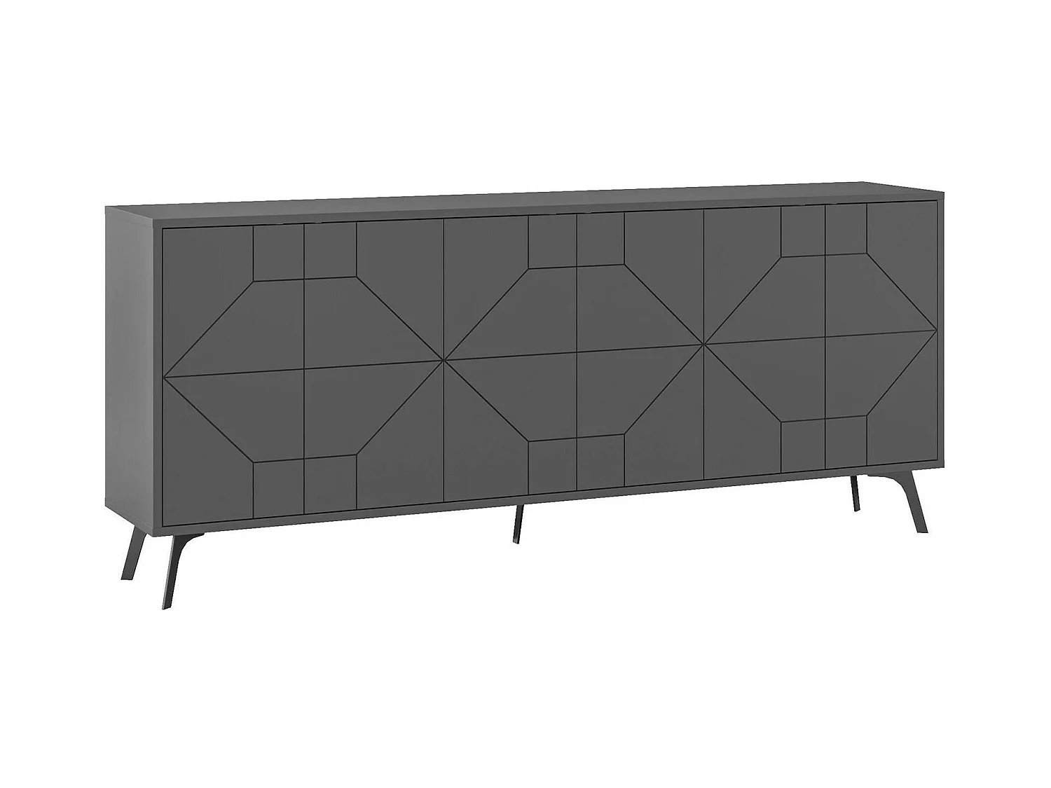 Aparador Dmoscardin, Bufé de salón, Aparador de salón, Despensa de cocina, 184x35 h77 cm, Antracita