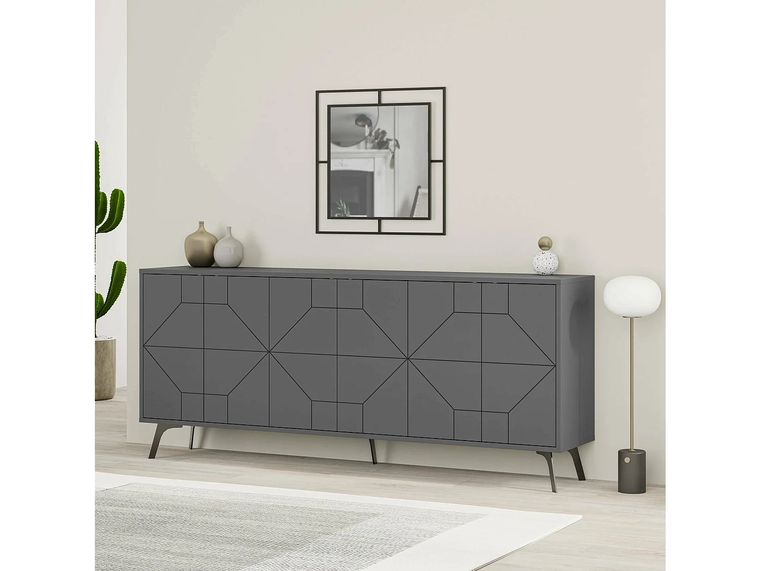 Buffet Dmoscardin, Buffet du salon, Commode de salon, Garde-manger de cuisine, 184x35 h77 cm, Anthracite