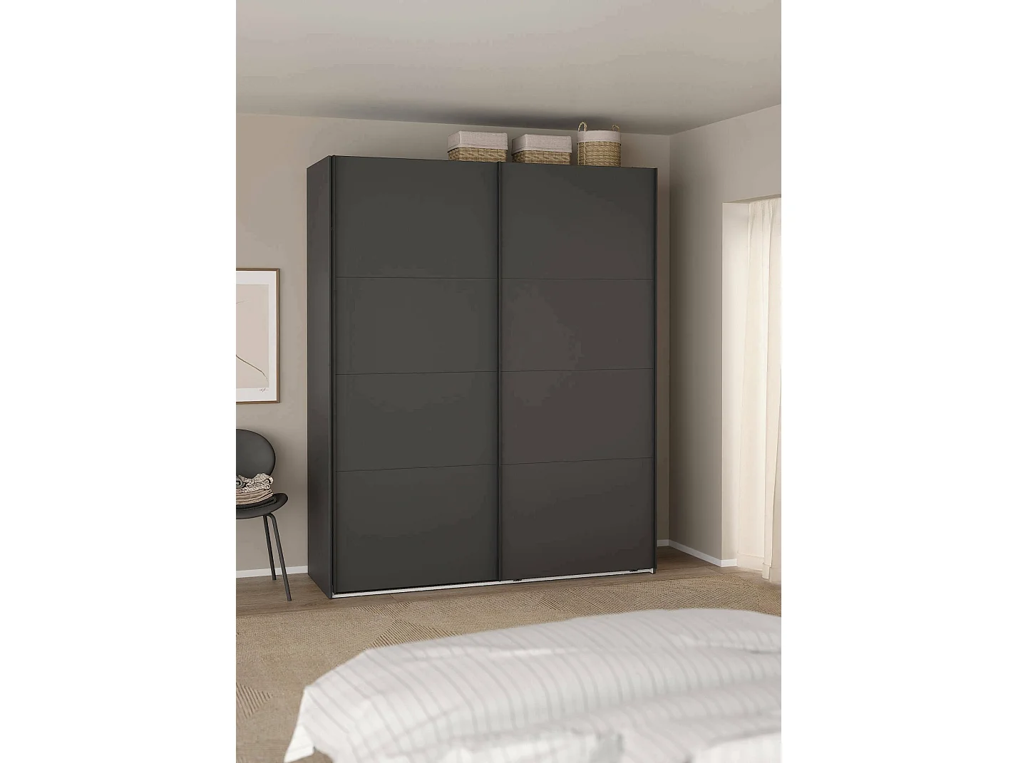 Armario multiusos 2 puertas Dpuglies, Muebles multifuncionales, Zapatero, Armario para zapatos, 179x65 h220 cm, Gris