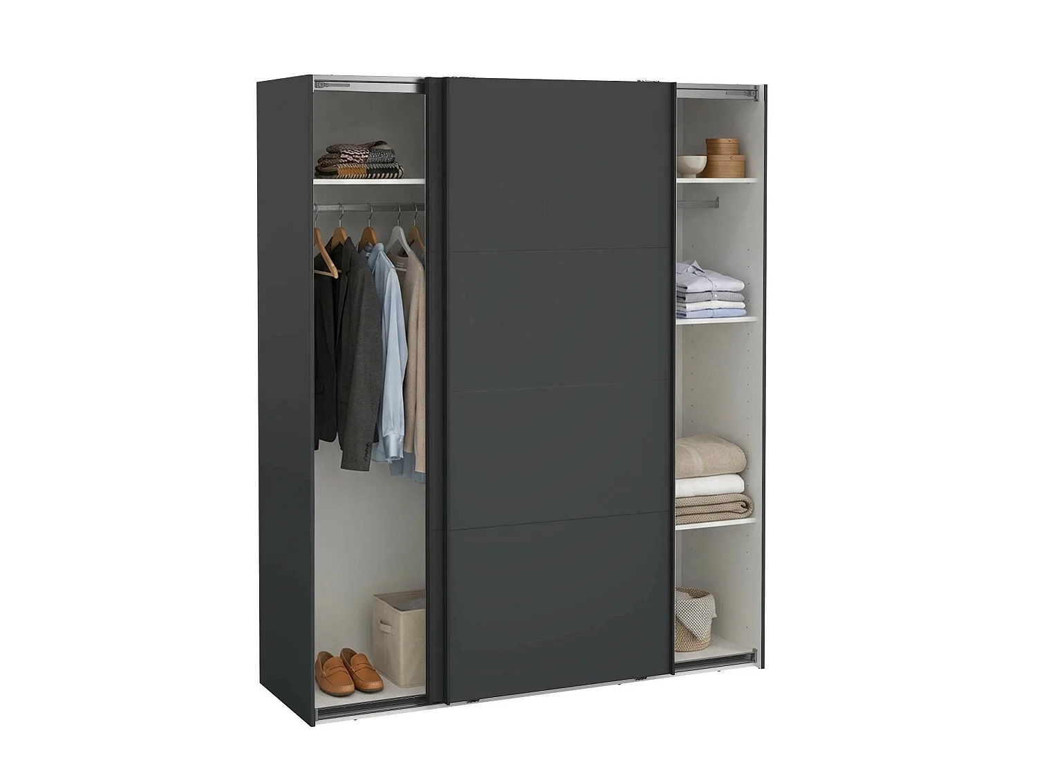 Armadio Multiuso 2 Ante Gomer, Appendiabiti, 65x220.4h cm Grigio