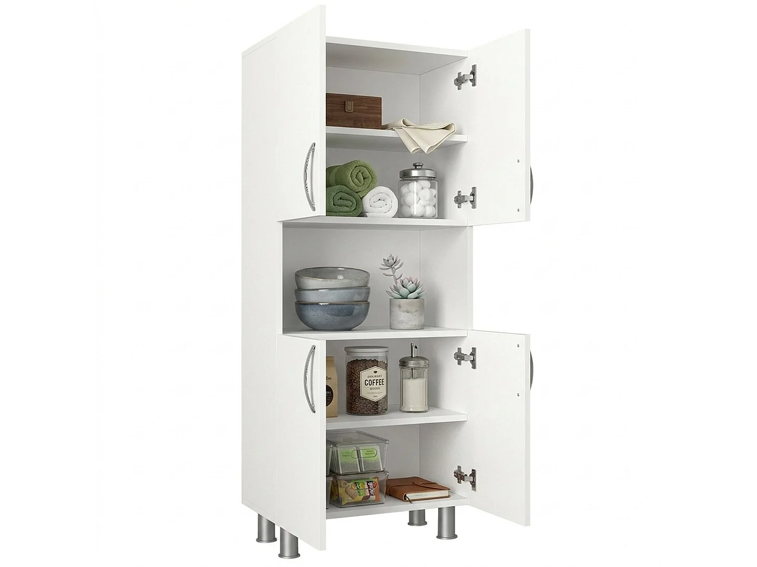 Armadio Multiuso Grande Tchoo, 4 Ripiani, 29.5x140.3h cm Bianco