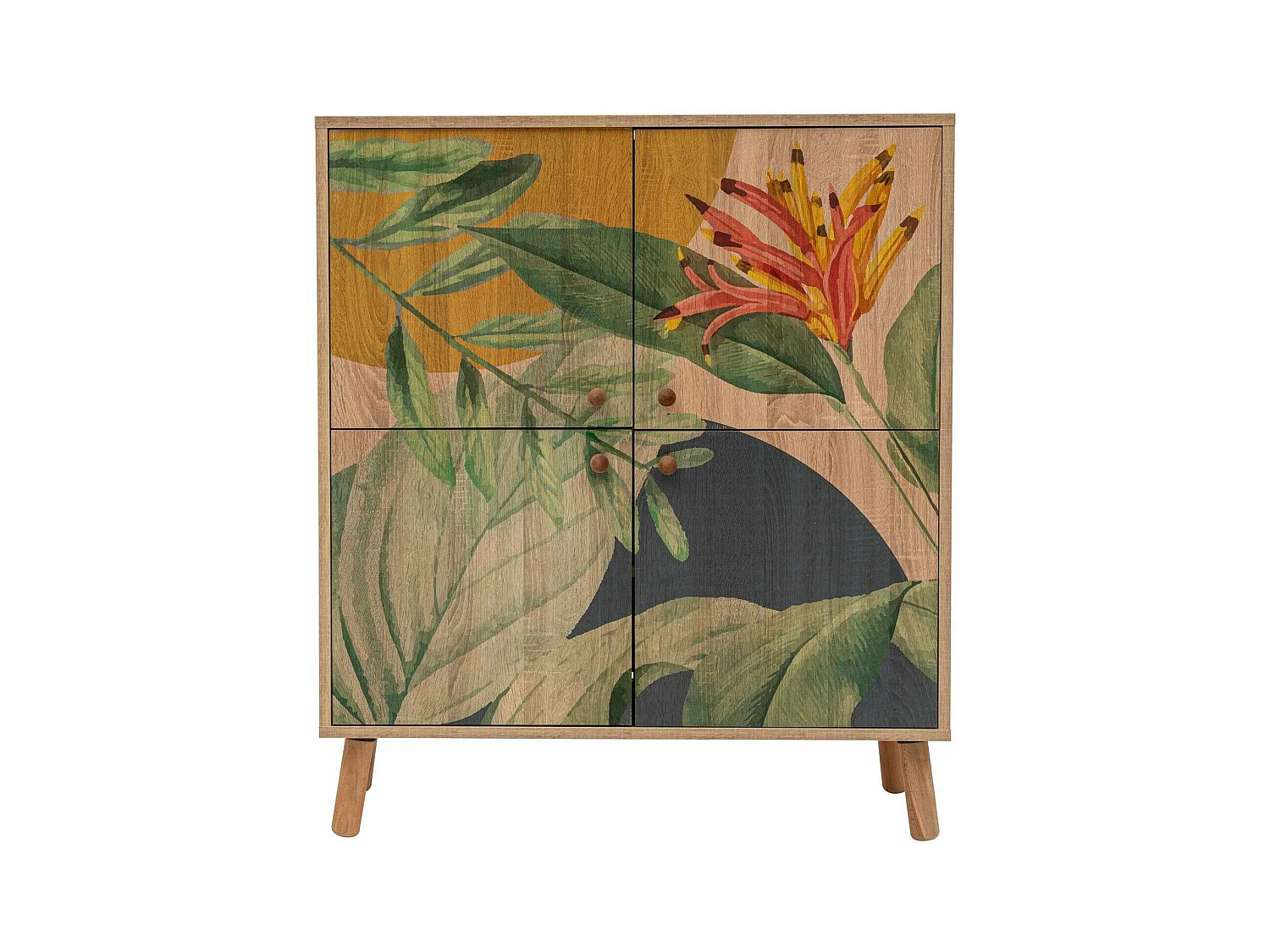 Buffet Dgiannin, Buffet du salon, Commode de salon, Garde-manger de cuisine, 95x36 h111 cm, Chêne et Vert