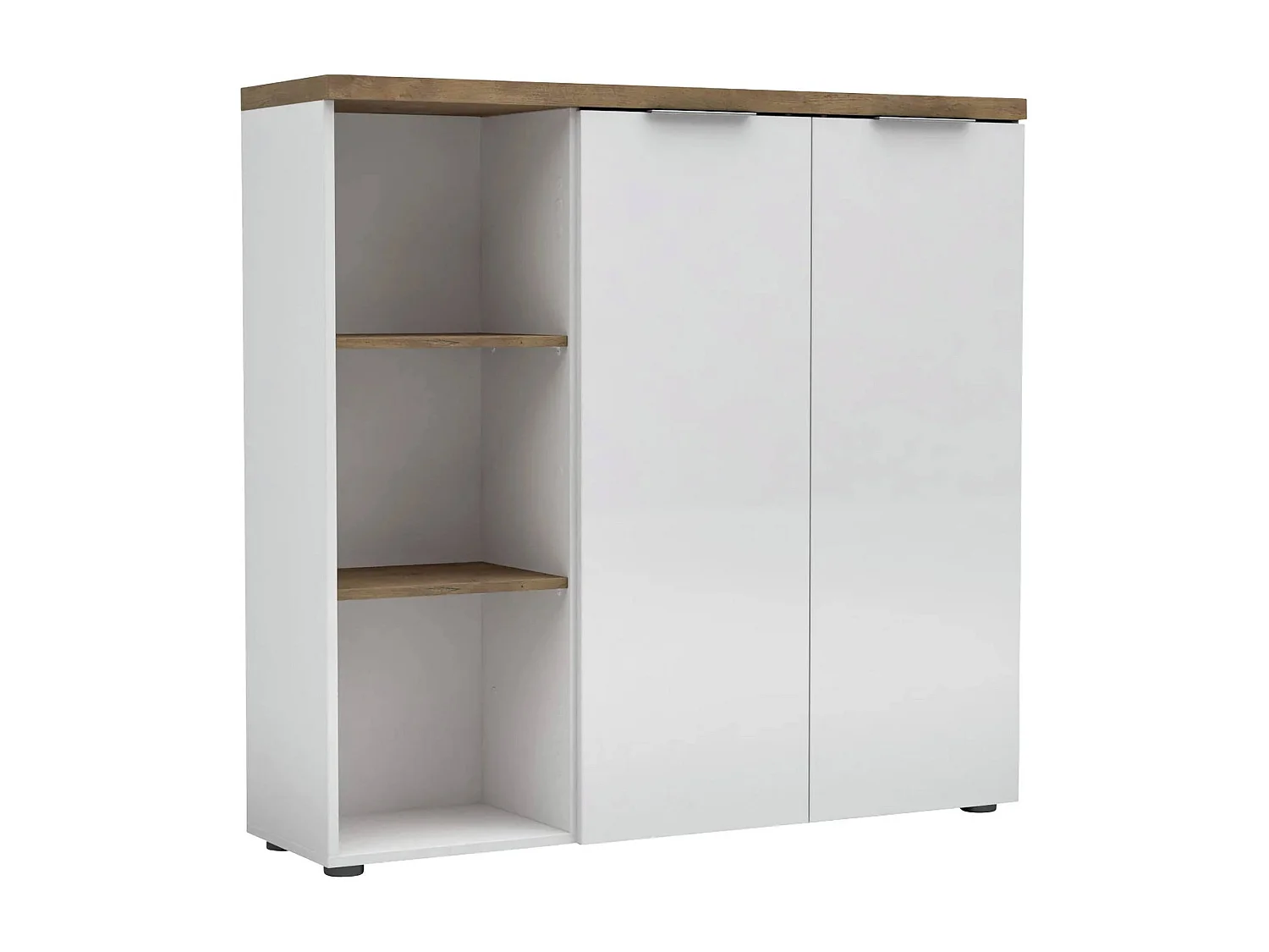 Armário multiusos Ddigennar 2 portas, Armário multifuncional, Sapateira, Roupeiro, Fabricado em Itália, 120x34h115 cm, Branco brilhante e carvalho