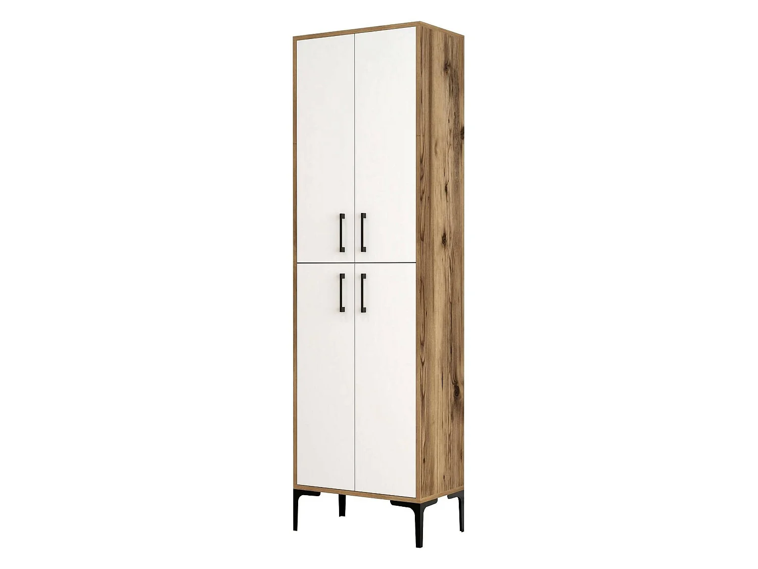 Grande armoire polyvalente Denipot, Meubles multifonctionnels, Casier à chaussures, Support à chaussures pour armoire, 60x35h200 cm, Noyer et Blanc