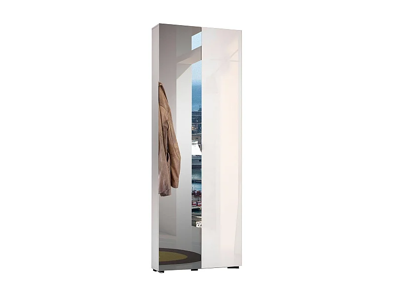 Armário multiusos Dfolorunsh 2 portas, Armário multifuncional, Sapateira, Sapateira, Fabricado em Itália, 70x19h200 cm, Branco brilhante
