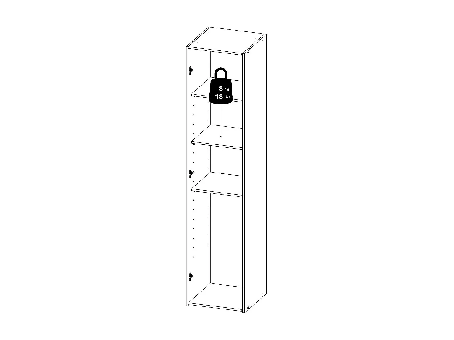 Armoire polyvalente 1 porte Ddjamanc, Meubles multifonctionnels, Casier à chaussures, Support à chaussures pour armoire, 42x39 h175 cm, Blanc