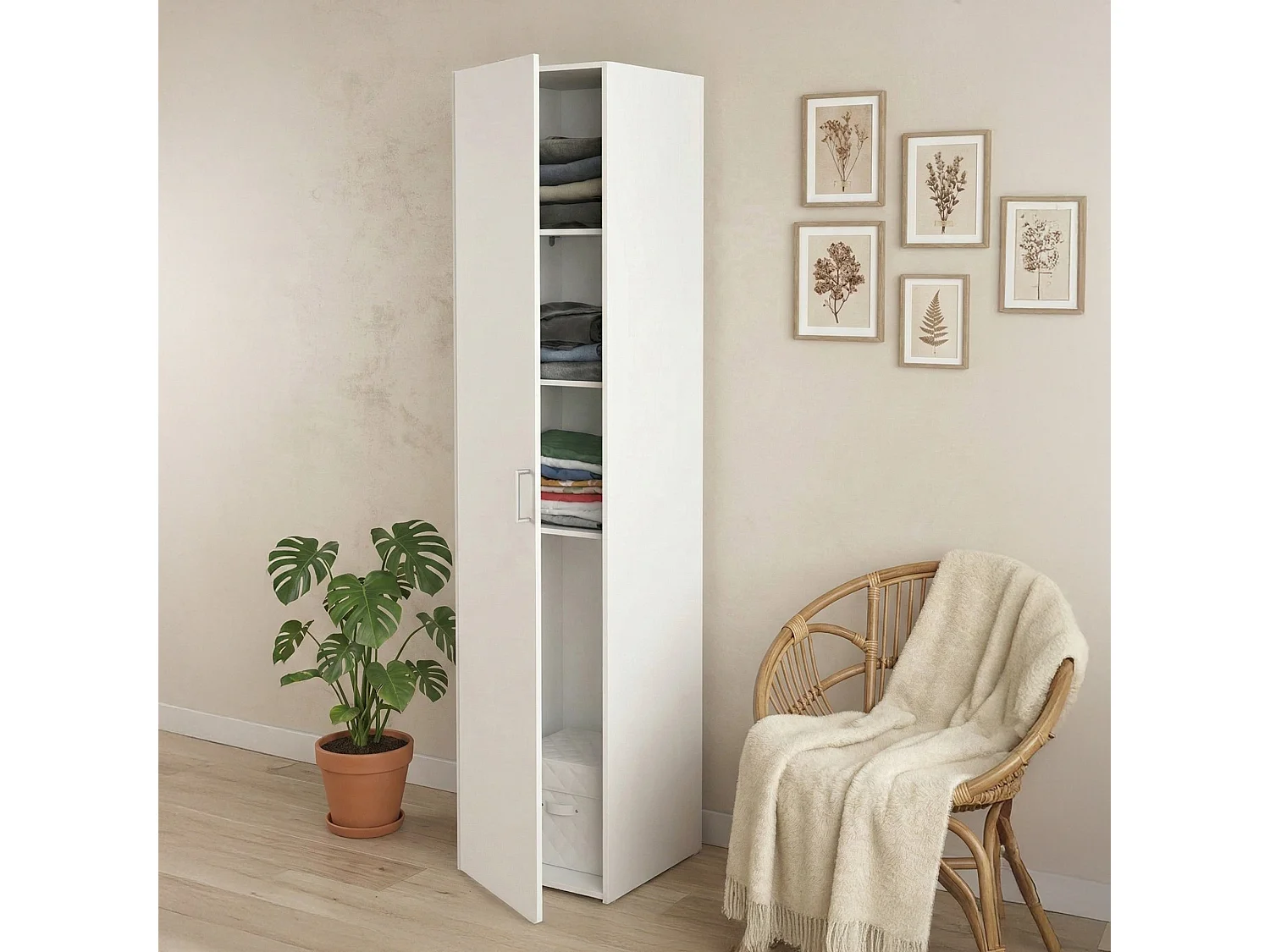Armário multiusos Ddjamanc 1 porta, Armário multifuncional, Sapateira, Armário para sapatos, 42x39 h175 cm, Branco