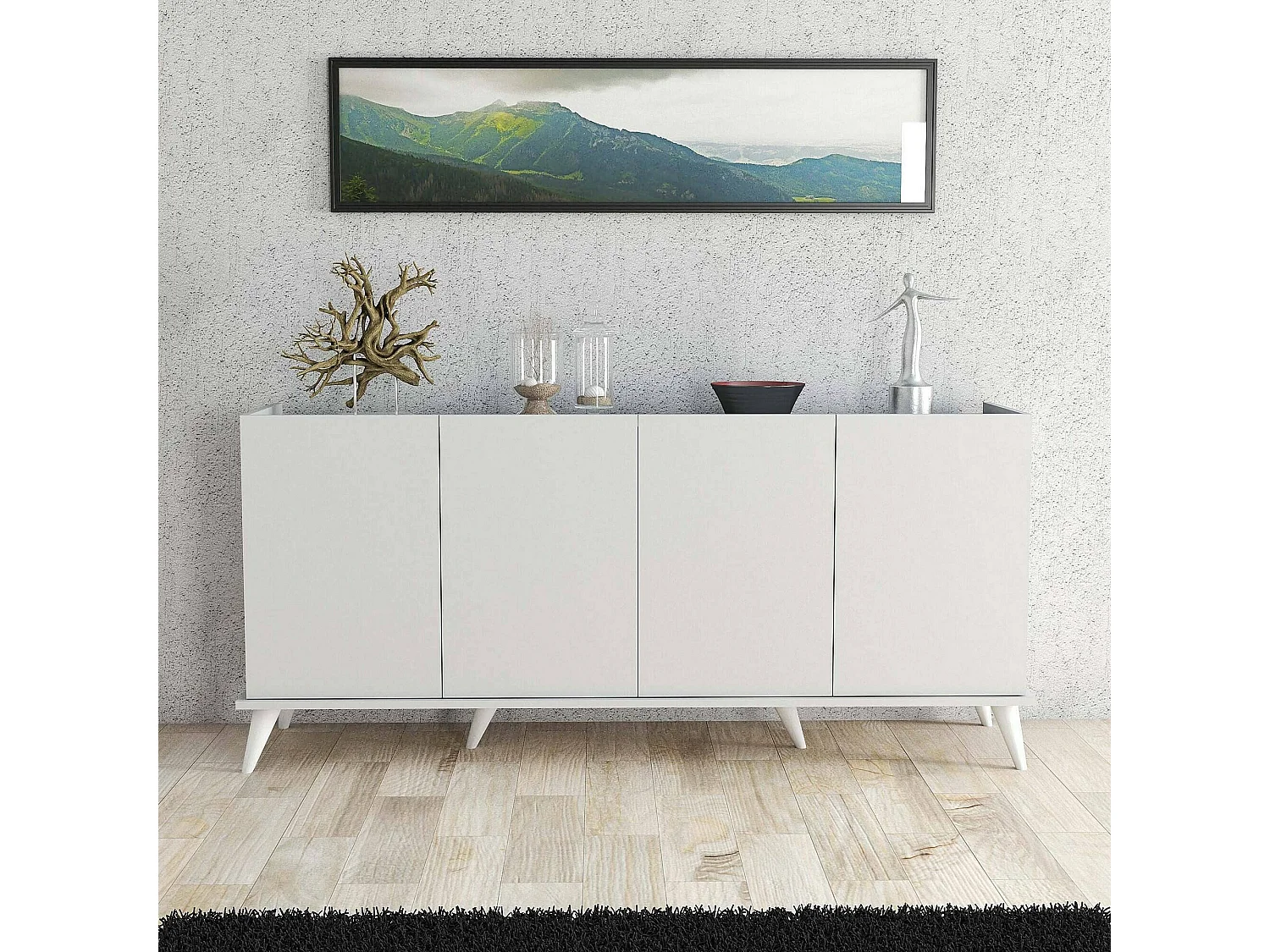 Buffet Dmoscatell, Buffet du salon, Commode de salon, Garde-manger de cuisine, 180x45 h81 cm, Blanc