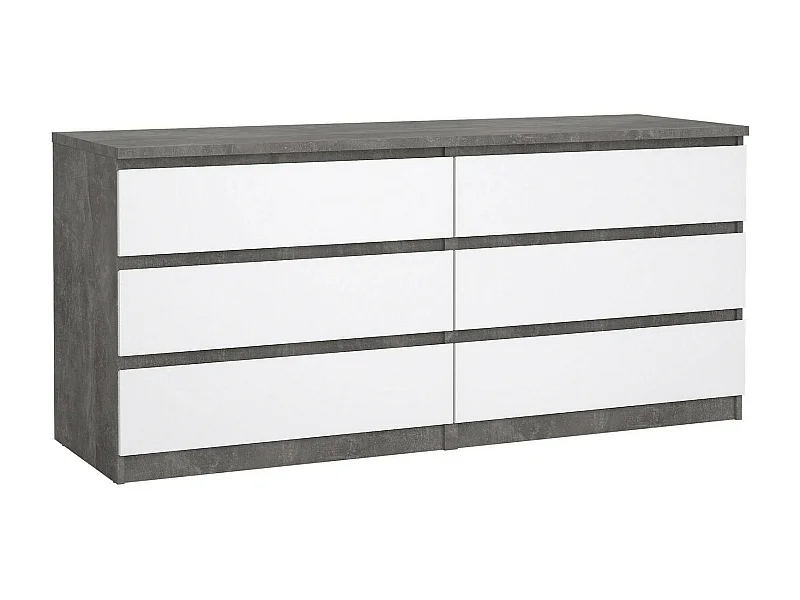 Kommode Dsanog, Wohnzimmerbuffet, Wohnzimmer-Sideboard, Moderne Küchen-Speisekammer, 154x50 h70 cm, Zement und Weiß