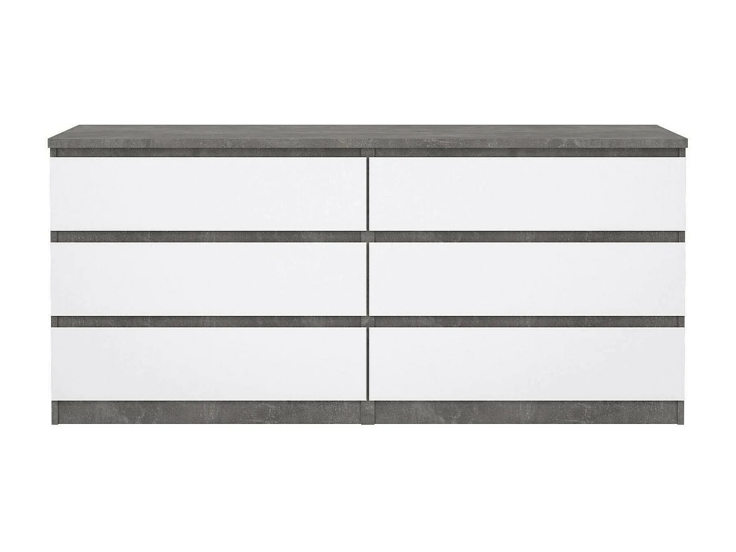 Buffet Dsanog, Buffet du salon, Commode de salon, Garde-manger de cuisine, 154x50 h70 cm, Ciment et blanc