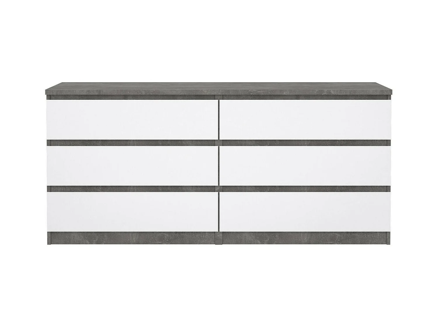 Buffet Dsanog, Buffet du salon, Commode de salon, Garde-manger de cuisine, 154x50 h70 cm, Ciment et blanc