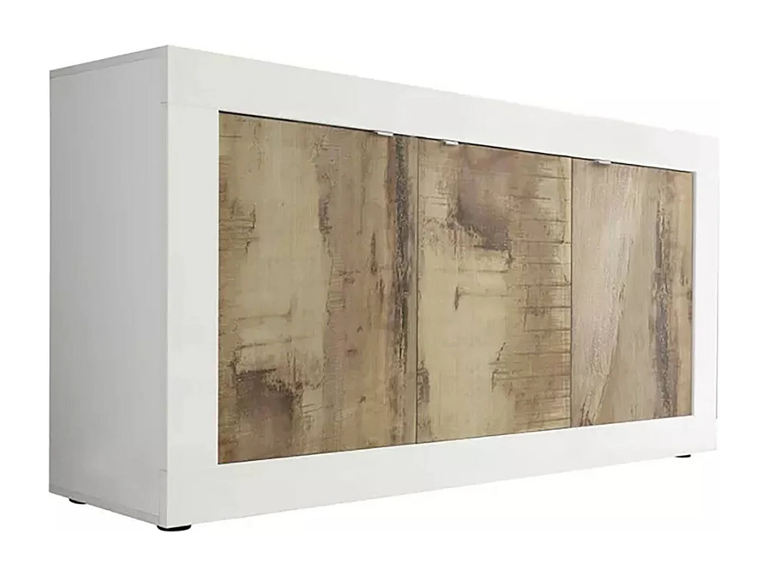 Aparador Dabat, Buffet de sala, Aparador de sala, Despensa de cozinha, Fabricado em Itália, 160x43 h86 cm, Branco e Acácia