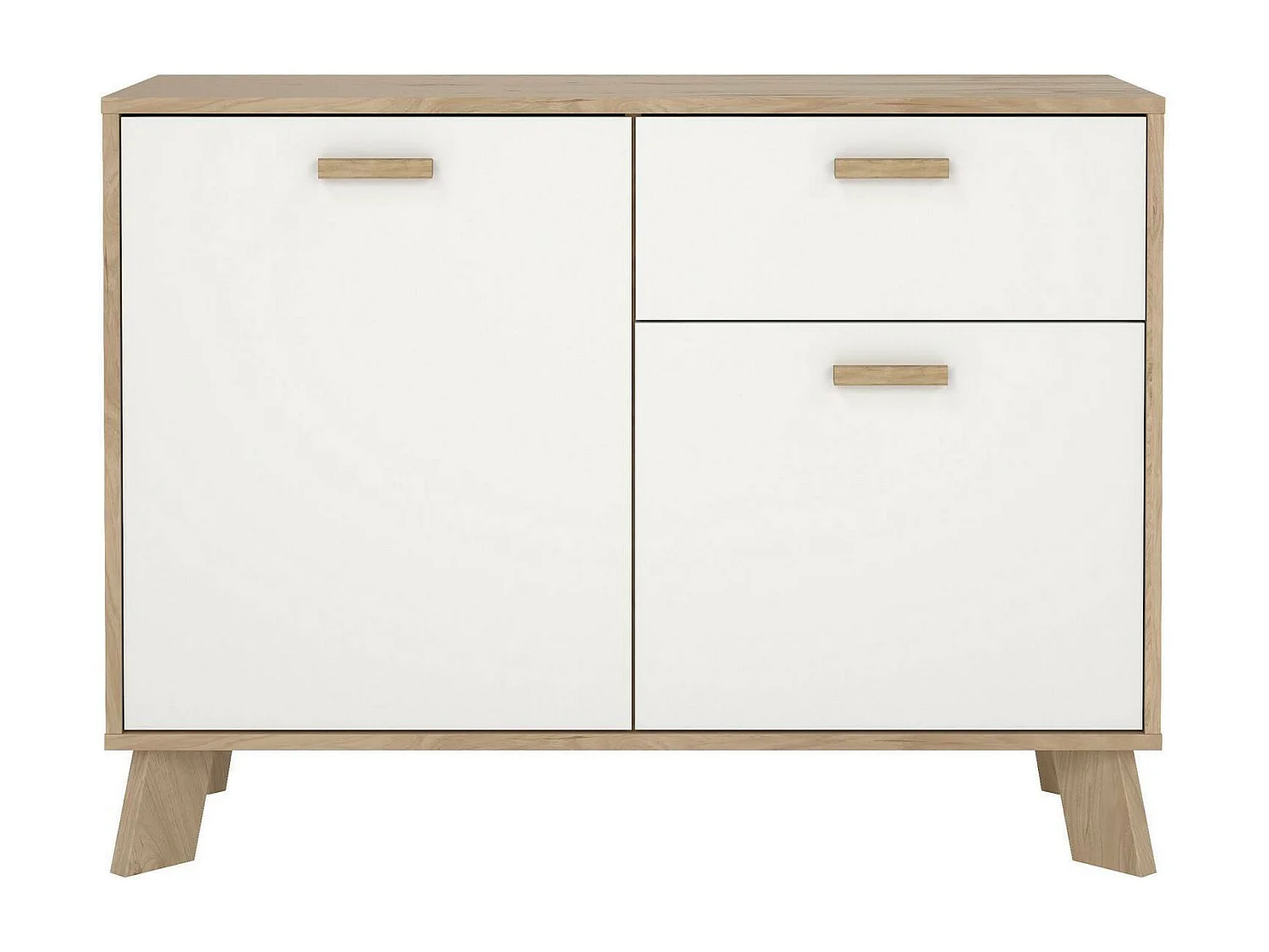 Aparador Drinco, Bufé de salón, Aparador de salón, Despensa de cocina, 99x39 h73 cm, Roble y Blanco