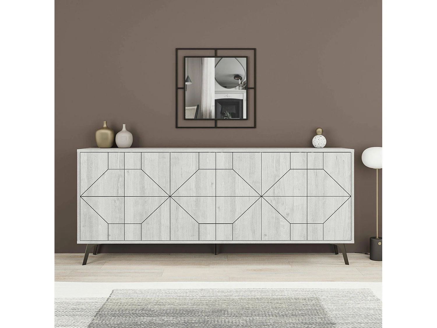 Dmoscardin dressoir, Woonkamerbuffet, Woonkamerdressoir, Keukenkast, 184x35 h77 cm, Wit