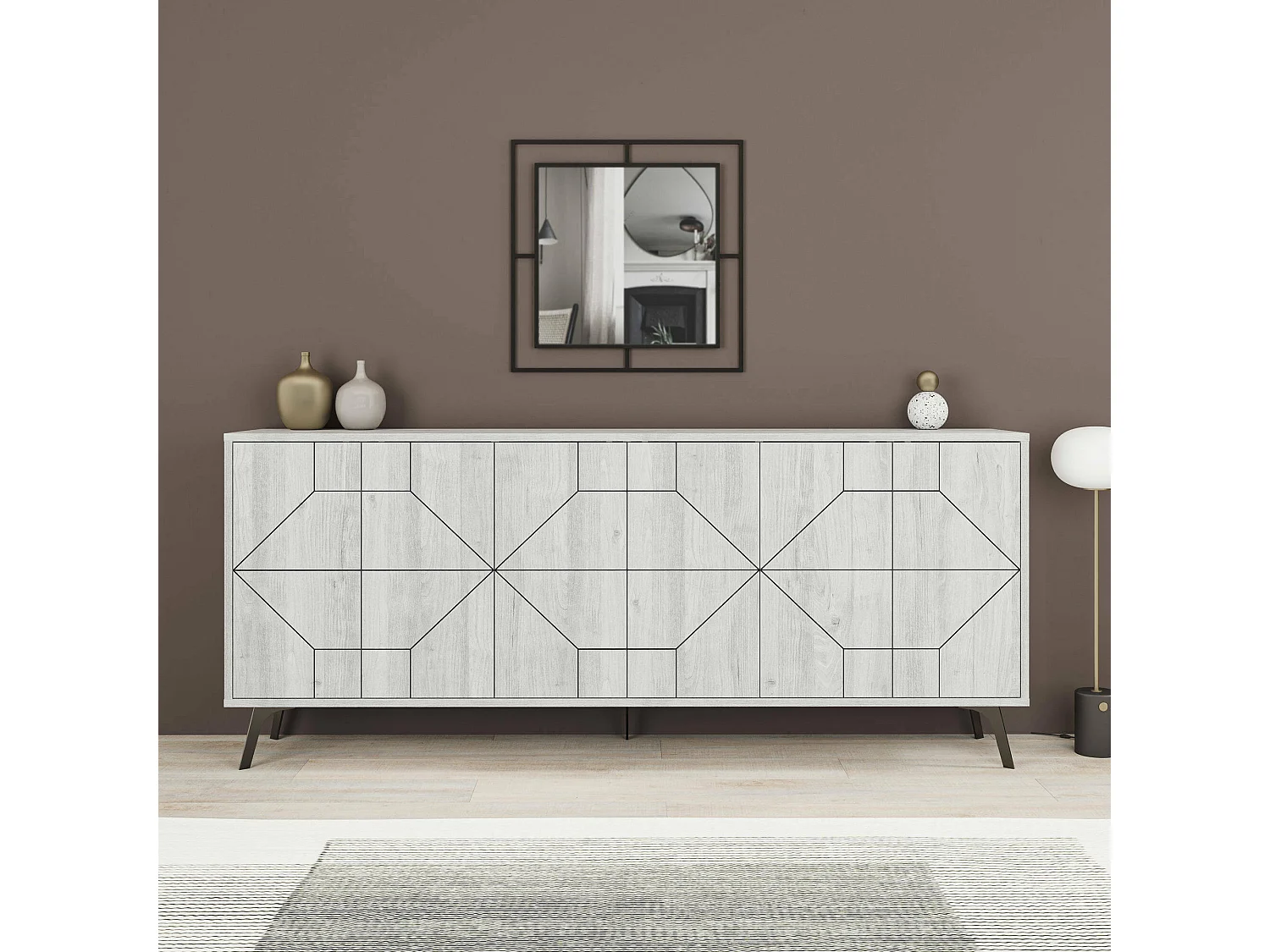 Dmoscardin dressoir, Woonkamerbuffet, Woonkamerdressoir, Keukenkast, 184x35 h77 cm, Wit