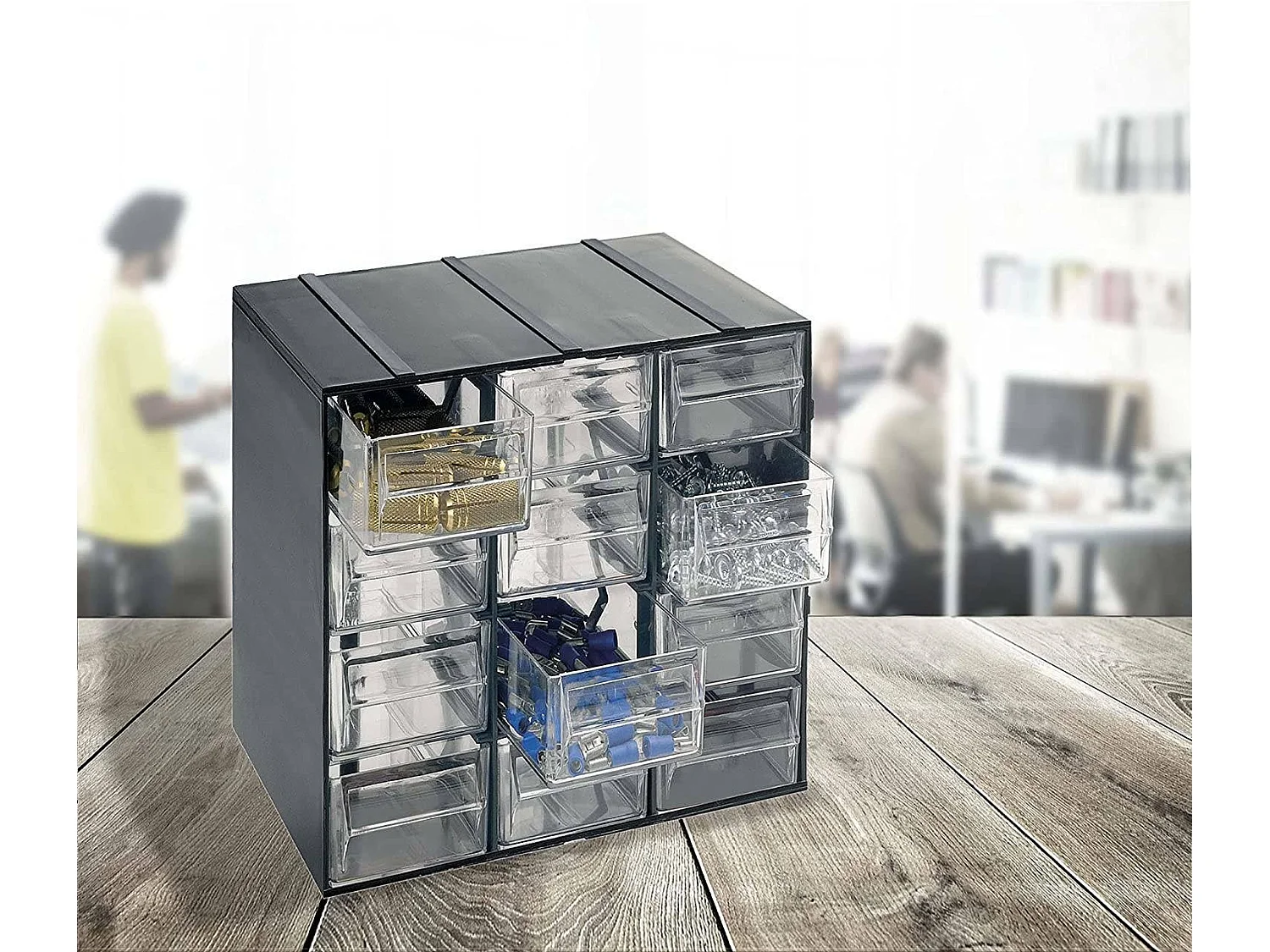 Dbaglier multifunctionele kledingkast met 2 deuren, kast voor kleine onderdelen, kast voor gereedschapscontainers, 100% Made in Italy, antraciet, 19x14h23 cm