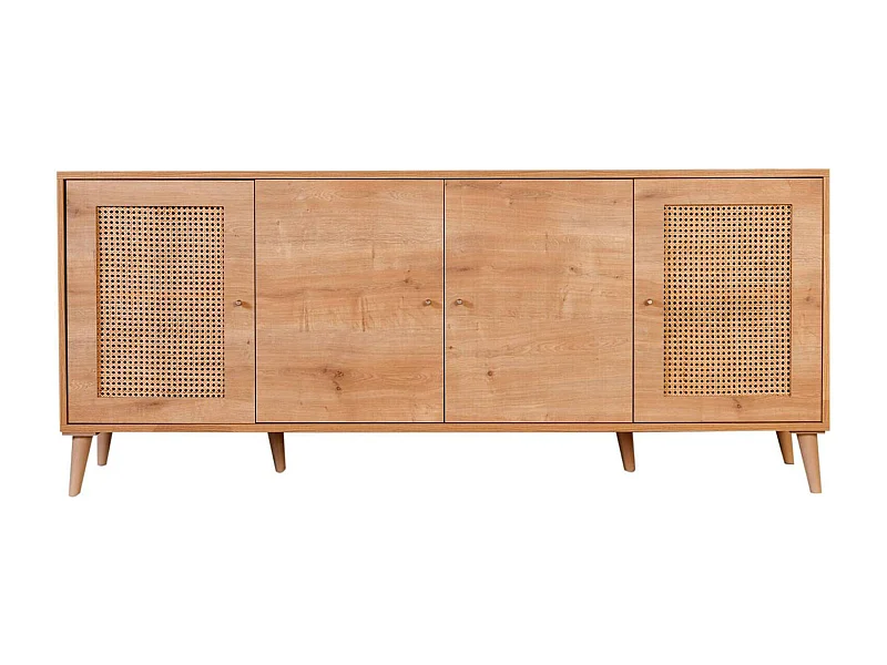 Aparador Dlombardin, Bufé de salón, Aparador de salón, Despensa de cocina, 180x41 h81 cm, Roble