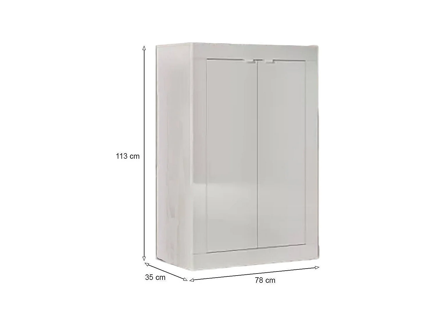 Armoire polyvalente à 2 portes Drandl, Meubles multifonctionnels, Support à chaussures pour armoire, Made in Italy, 78x35 h113 cm, Blanc