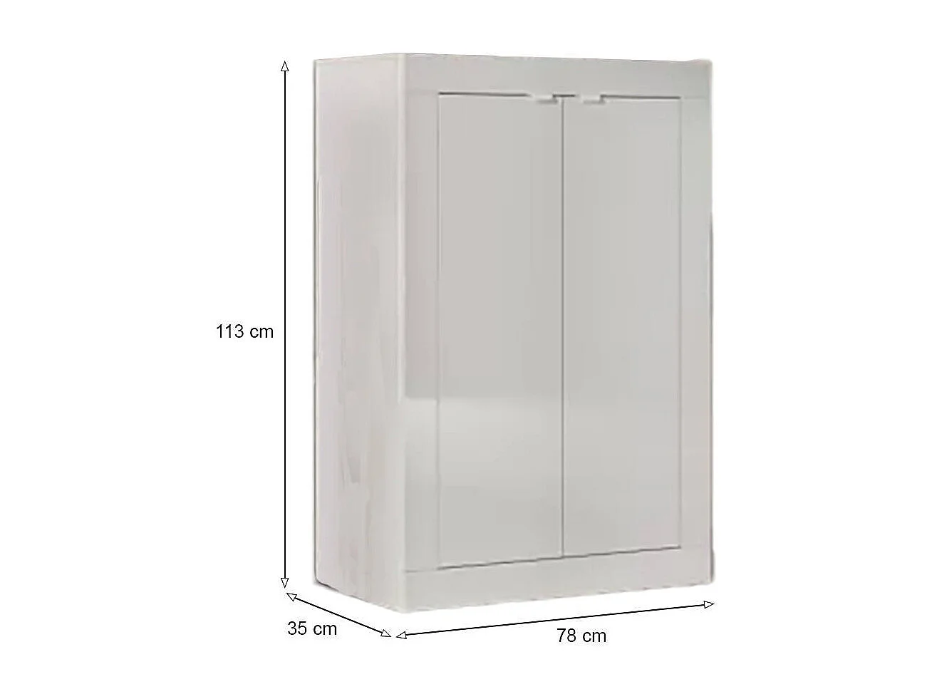Armoire polyvalente à 2 portes Drandl, Meubles multifonctionnels, Support à chaussures pour armoire, Made in Italy, 78x35 h113 cm, Blanc