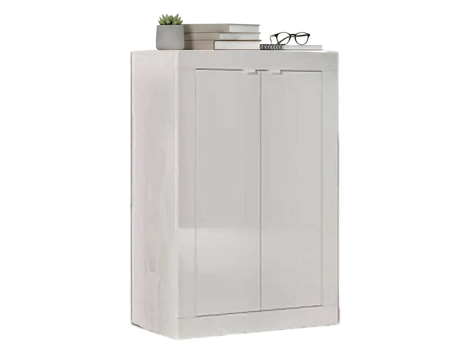 Armoire polyvalente à 2 portes Drandl, Meubles multifonctionnels, Support à chaussures pour armoire, Made in Italy, 78x35 h113 cm, Blanc