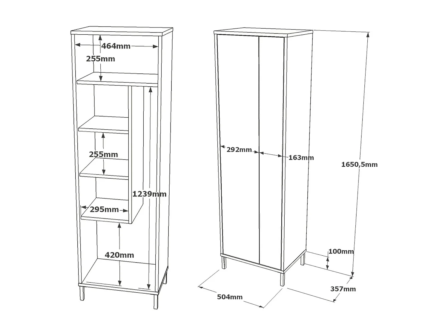 Armoire polyvalente 1 porte Dhatzidiako, Meubles multifonctionnels, Casier à chaussures, Support à chaussures pour armoire, 50x36 h165 cm, Blanc