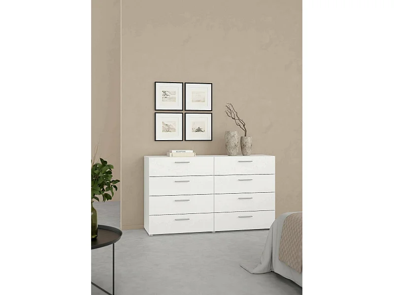 Buffet Dsattol, Buffet du salon, Commode de salon, Garde-manger de cuisine, 140x40 h82 cm, Blanc