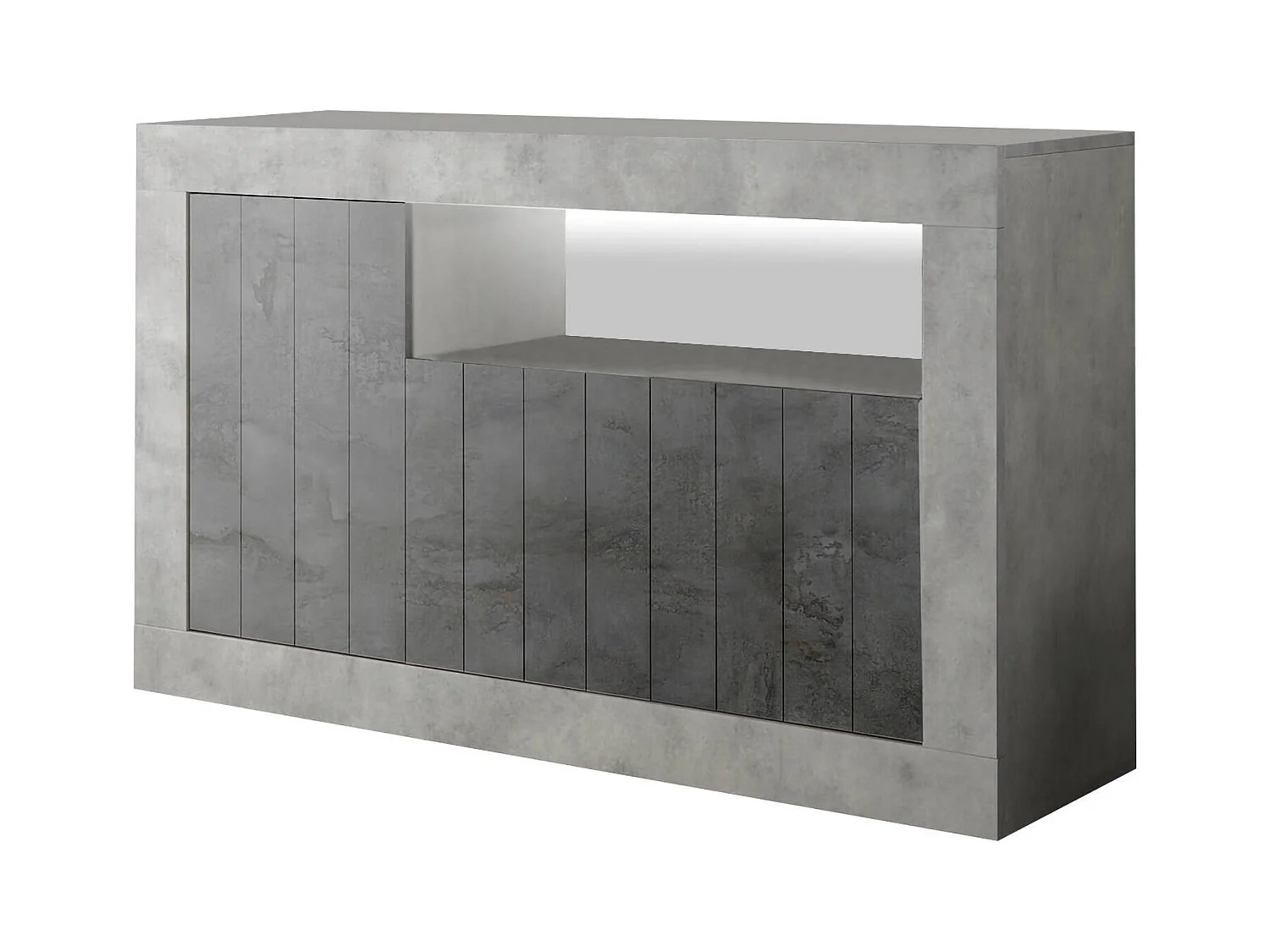 Diguodal dressoir, Woonkamerbuffet, Woonkamerdressoir, Keukenkast, Made in Italy, 138x42 h86 cm, Cement en Leisteen