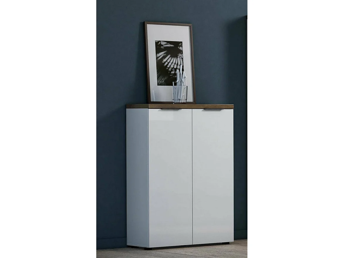 Armoire multi-usage 2 portes Calavena, 3 étagères Fabriqué en Italie, 80x115h cm blanc brillant, 2 portes, 3 compartiments