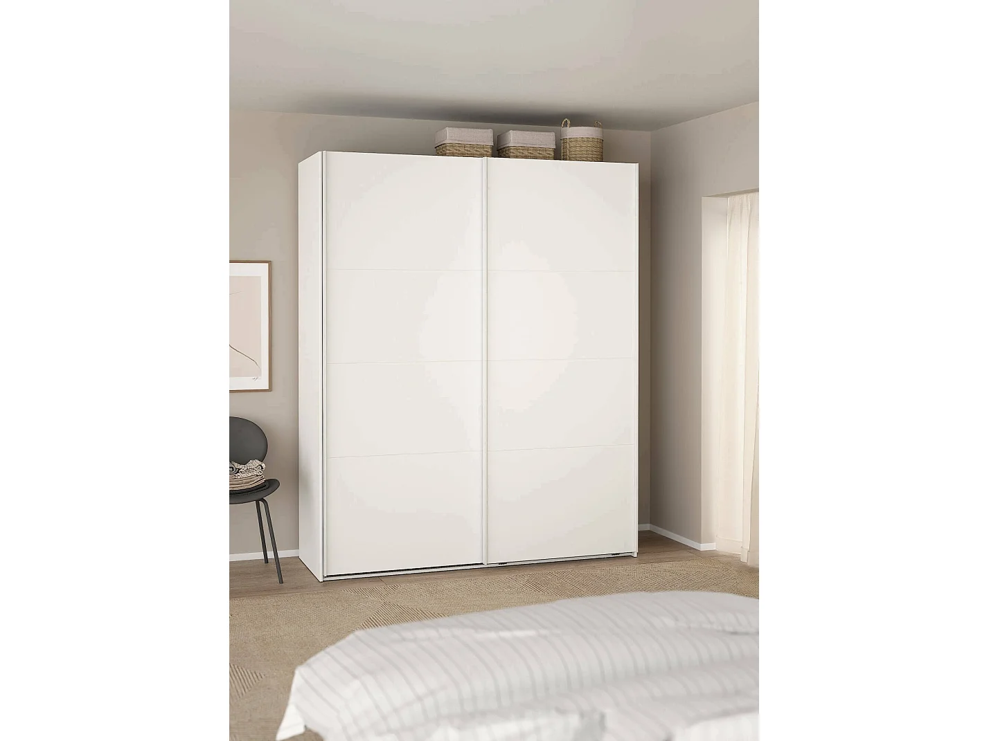 Dmora - Armadio multiuso 2 ante Gomer, 179x65 h220 cm, Bianco