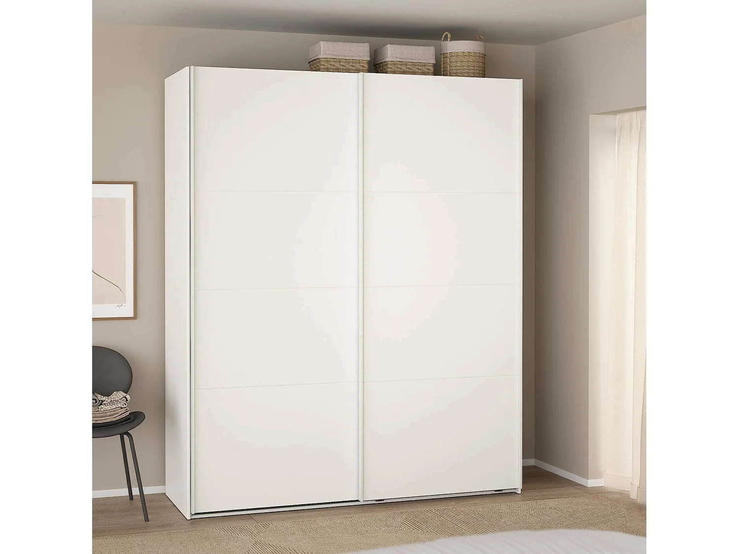 Armoire polyvalente à 2 portes Dpuglies, Meubles multifonctionnels, Casier à chaussures, Support à chaussures pour armoire, 179x65 h220 cm, Blanc