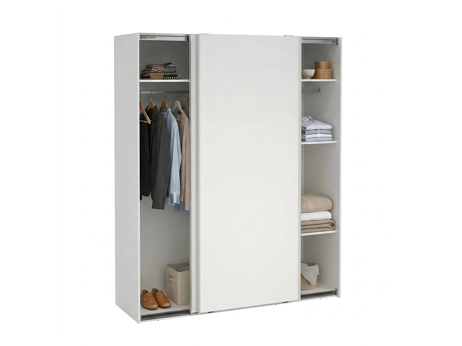 Armario 2 puertas\ Dpuglies, Muebles multifuncionales, Zapatero, Armario para zapatos, 179x65 h220 cm, Blanco