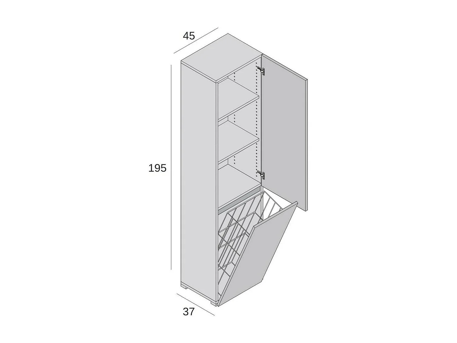 Dmora - Armadio multiuso 2 ante Aro, 45x37h195 cm, Olmo