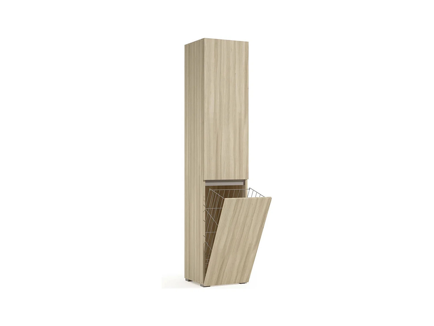 Armoire polyvalente Dasteggian 2 portes, buanderie 2 portes, colonne de salle de bain avec panier à linge, 100% Made in Italy, 45x37h195 cm, Olmo