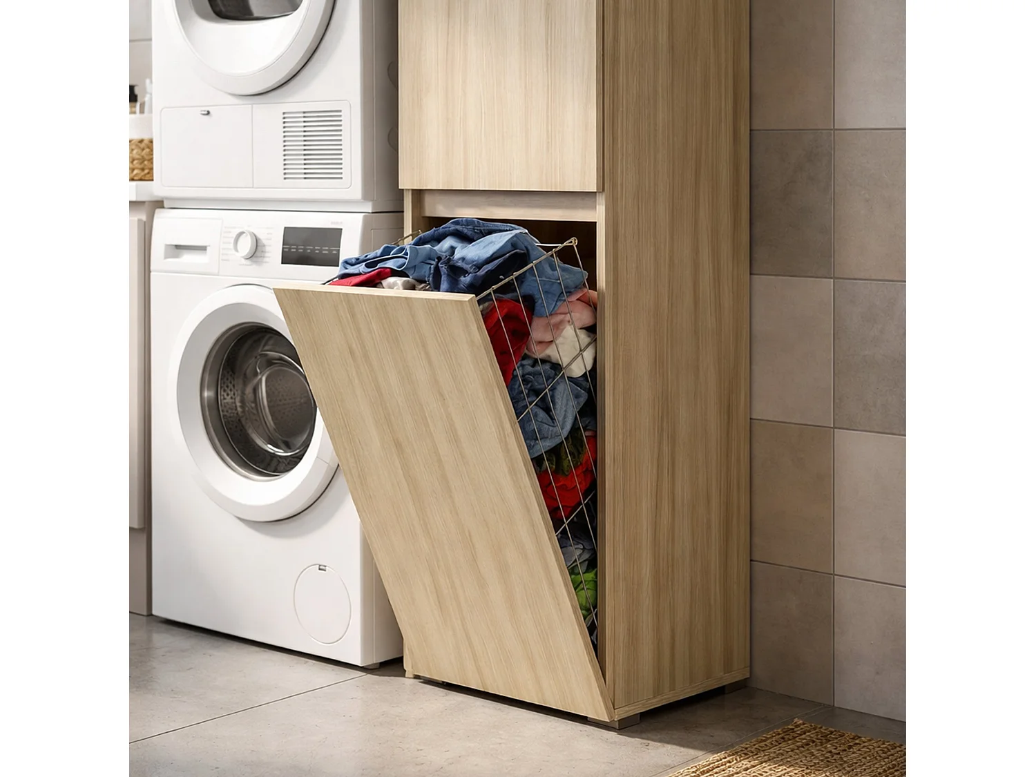 Armadio Multiuso 2 Ante Aro, 2 Ripiani Made in Italy, 37x195h cm Marrone Olmo