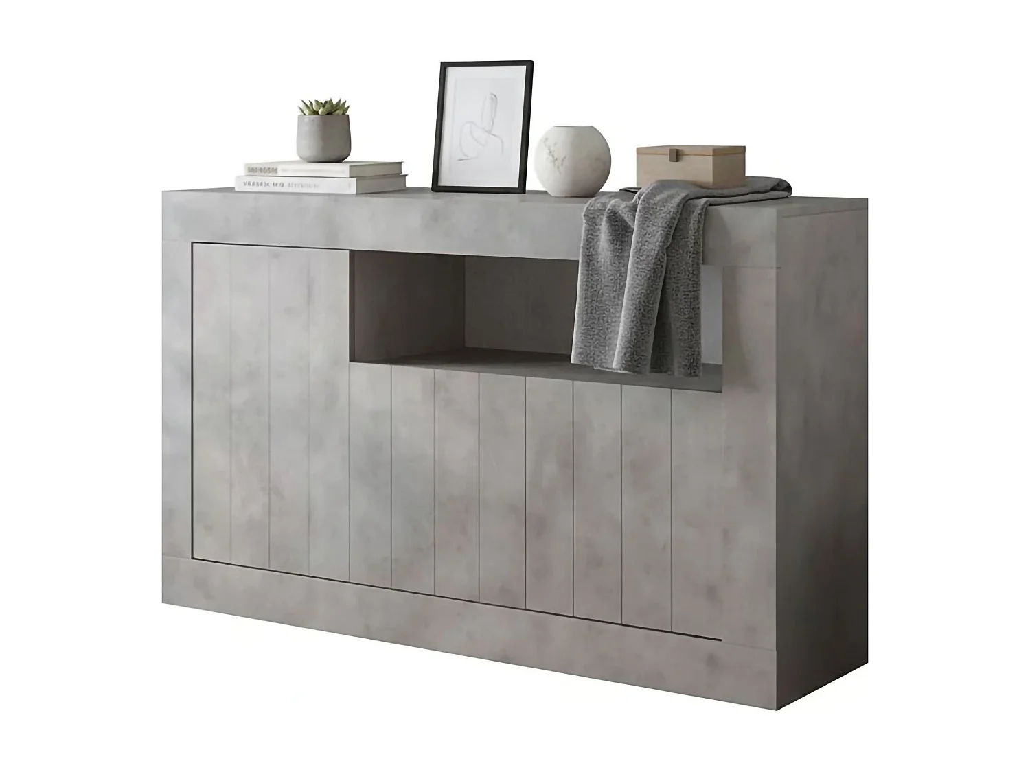 Credenza Dolphin, 2 Ripiani Made in Italy, 42x138x86h cm Grigio Cemento, Madia