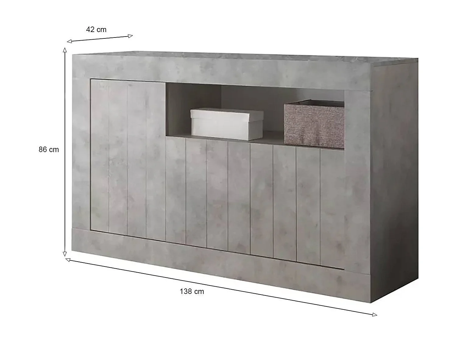 Buffet Diguodal, Buffet du salon, Commode de salon, Garde-manger de cuisine, Made in Italy, 138x42 h86 cm, Ciment
