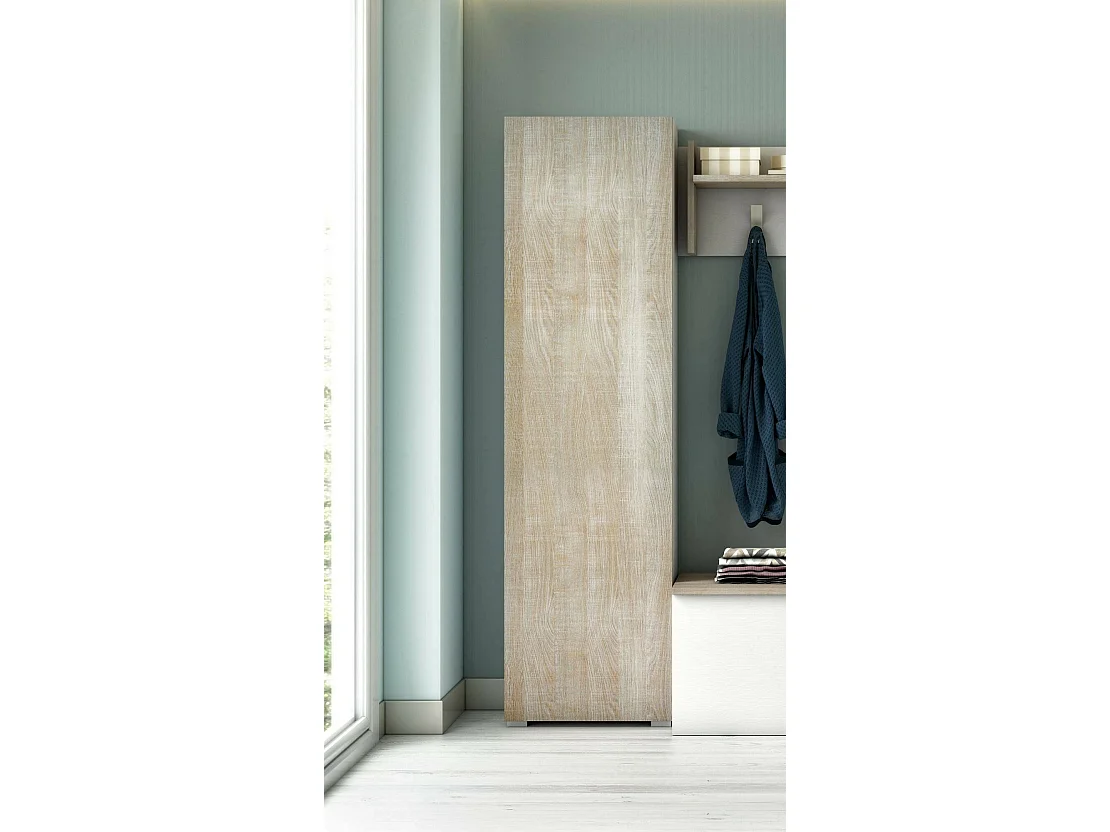 Dbartolome Multifunctionele kledingkast met 1 deur, Multifunctionele kast met 1 deur, Schoenenrek met planken, 100% Made in Italy, 50x30h182 cm, Eiken